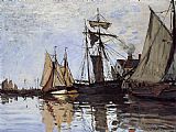 Boats Canvas Paintings - Boats in the Port of Honfleur